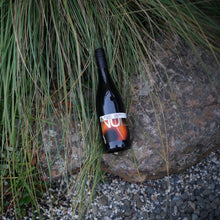 Load image into Gallery viewer, Bottle of non-alcoholic wine lying on a stone surface with grass and plants around