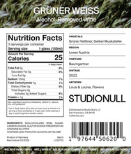 Load image into Gallery viewer, Image shows alcohol-free white wine nutrition facts label

